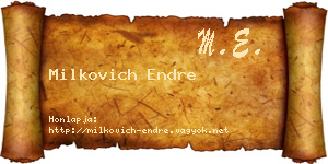 Milkovich Endre névjegykártya